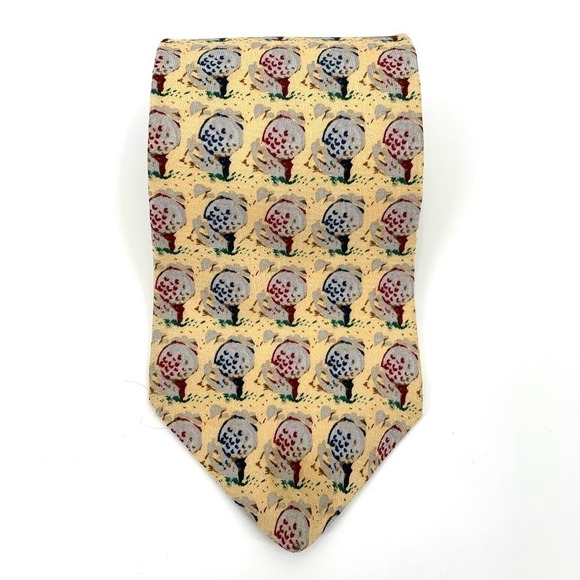 Steve Stricker for Fairway Sport Vintage 100% Silk Tie Golf Balls & Tees - Picture 1 of 9
